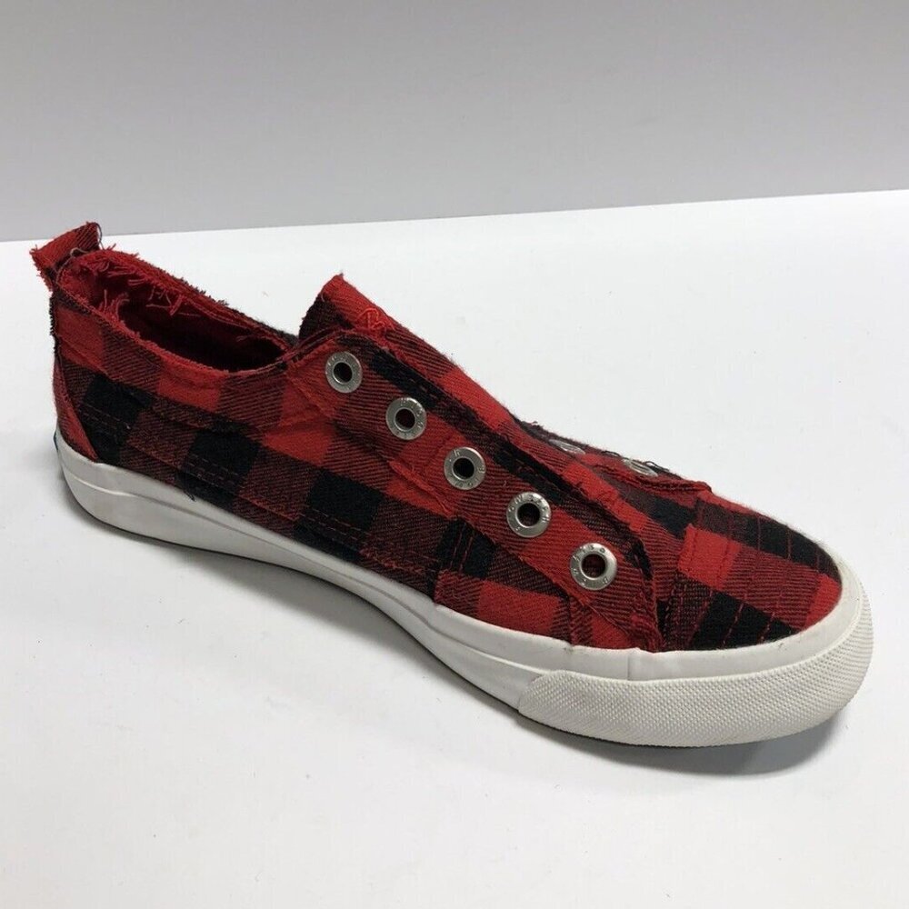Blowfish Malibu Women's Play, Red Check Sneakers, Size 8 M